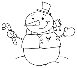 Снеговик с карамельной тростью