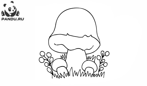 Раскраска Грибы. Большой гриб и два маленьких