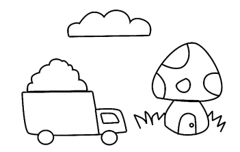 Машина, гриб, облако