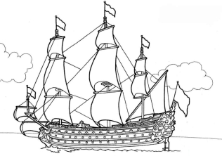Раскраска корабль - рисунок №1