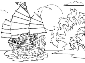 Раскраска корабль - рисунок №2