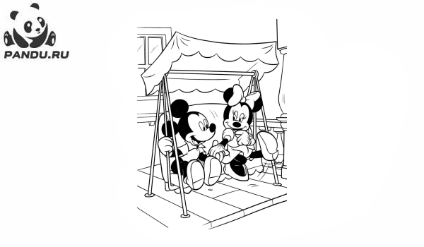 Раскраска Микки Маус и его друзья. Влюбленные мышки из мультфильма Дисней