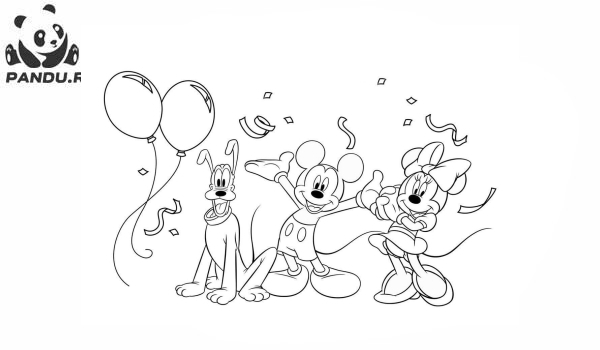 Раскраска Микки Маус и его друзья. Плуто, Микки Маус, Минни