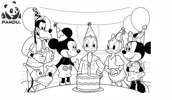 Раскраска Микки Маус и его друзья. Дональд Дак День Рождения