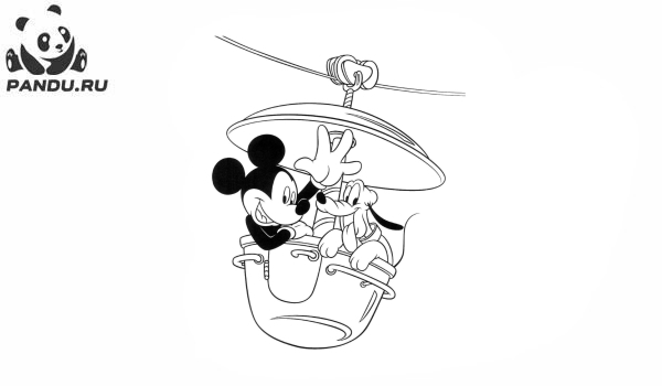 Раскраска Микки Маус и его друзья. Микки Маус и Плуто на аттракционах