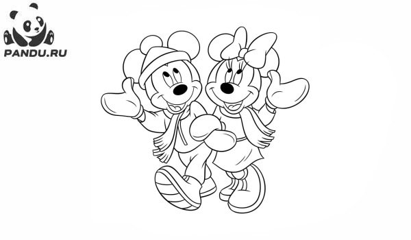 Раскраска Микки Маус и его друзья. Микки Маус и Минни гуляют