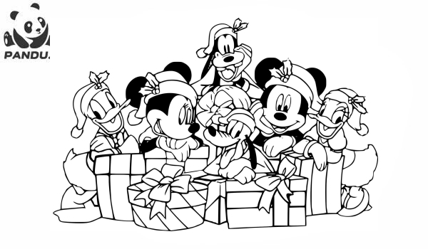 Раскраска Микки Маус и его друзья. Микки Маус и его друзья на Рождество