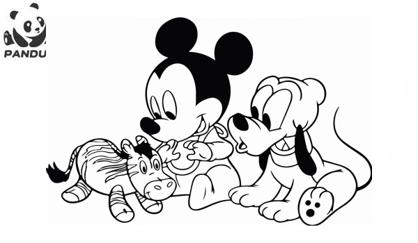 Раскраска Микки Маус и его друзья. Маленький Микки Маус и его друг Плуто