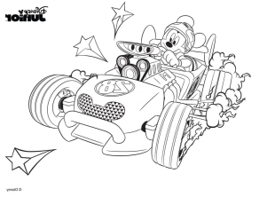 Микки Маус на гоночной машине