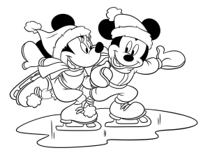 Микки Маус и Минни катаются на льду