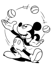 Микки Маус жонглирует мячами