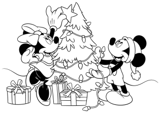 Микки Маус и Минни украшают елку