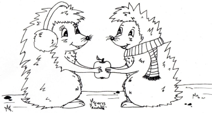 Ежики делят яблоко