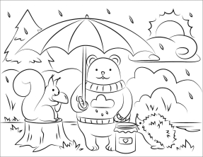 Животные прячутся от дождя