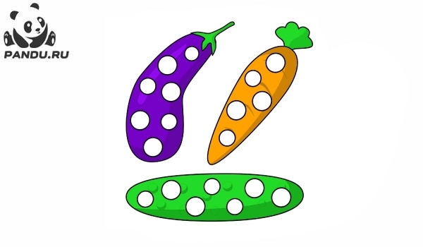 Раскраска Пальчиковые цветные. Овощи с дырочками для пластилина